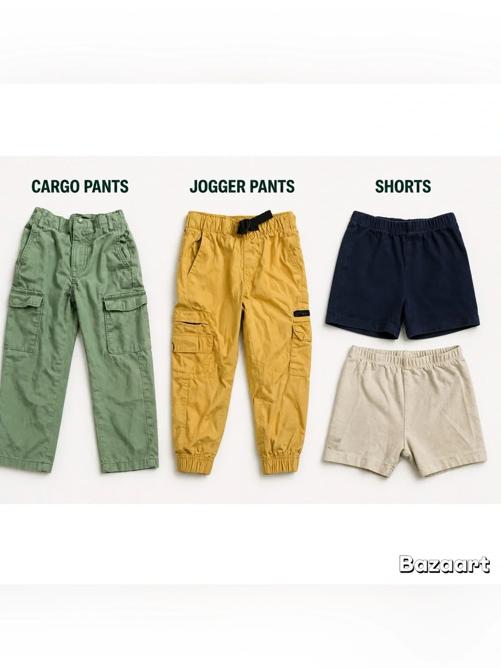 4pc Sz 5t Green & Gold Cargo Pants And White & Blue Bike Shorts - Picture 2 of 5